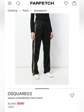 DSQUARED2 Black Track Pants with White Logo Tag
